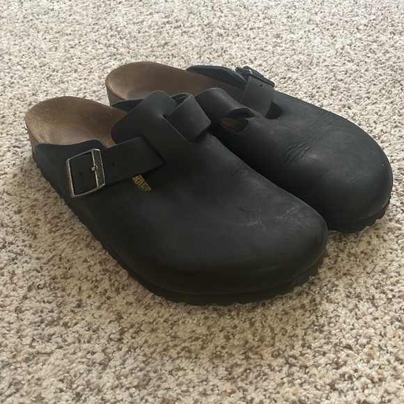 Birkenstock Shoes - Birkenstock Black Leather Clogs